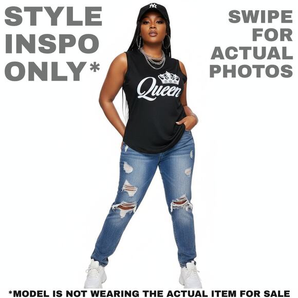 Black "QUEEN" Crown Muscle Shirt Size Large - NO FLAWS! 0102 - Picture 2 of 8